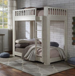 Cedro Weathered White Wood Twin over Twin Bunk Bed