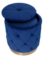 Celeste 2 Blue Velvet Fabric Ottomans