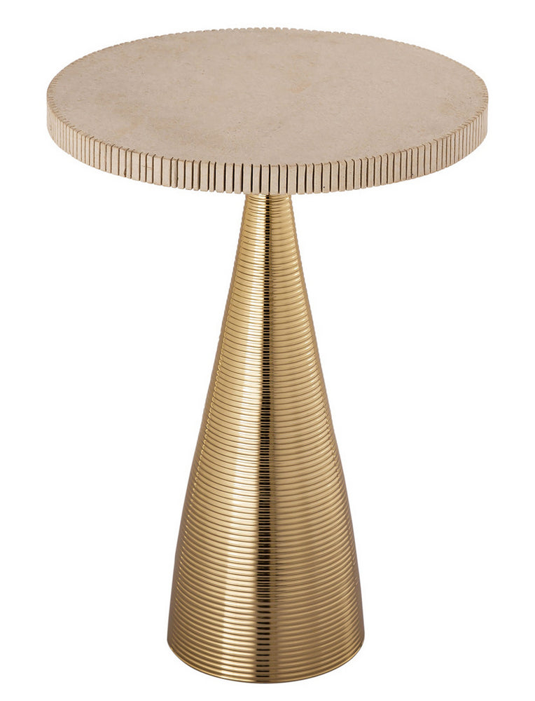 Celeste Ribbed Side Table with Gold Finish Metal Base