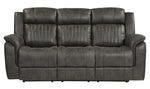 Centeroak Gray Microfiber Manual Recliner Sofa