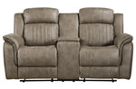 Centeroak Sandy Brown Manual Recliner Loveseat