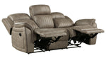 Centeroak Sandy Brown Microfiber Manual Recliner Sofa