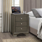 Centralia Gray Wood 3-Drawer Nightstand