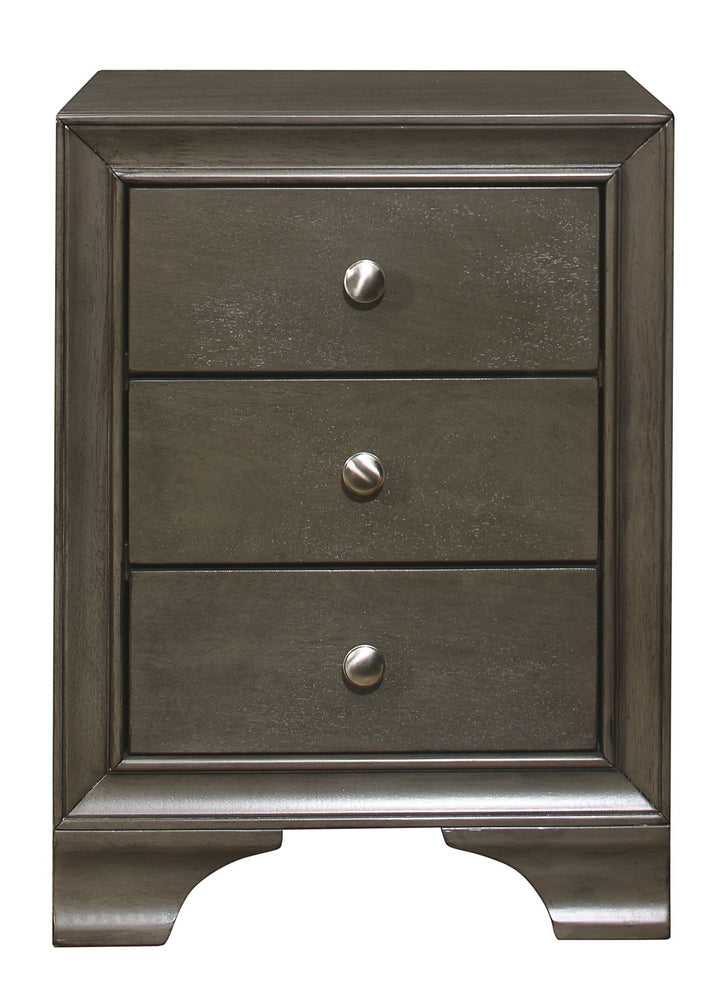 Centralia Gray Wood 3-Drawer Nightstand