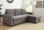 Chambord 2-Pc Gray Fabric Reversible Sectional with Sleeper