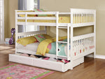 Chapman White Wood Full/Full Bunk Bed with Twin Trundle