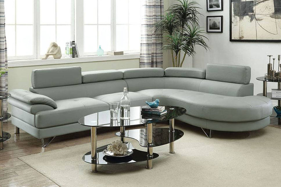 Charis Light Grey Faux Leather RAF Sectional Sofa