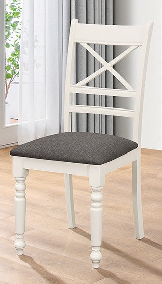 Charlee 2 Ivory Wood/Gray Fabric Side Chairs