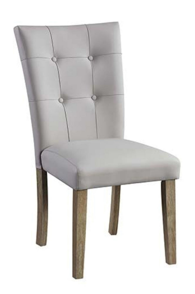 Charnell 2 Gray PU Leather/Oak Wood Side Chairs