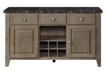 Charnell Oak Wood/Marble 3-Drawer Server