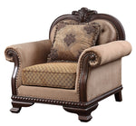 Chateau De Ville Tan & Brown Fabric Chair with Nailheads