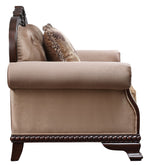 Chateau De Ville Tan & Brown Fabric Chair with Nailheads