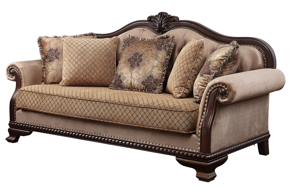 Chateau De Ville Tan & Brown Fabric Sofa (Oversized)