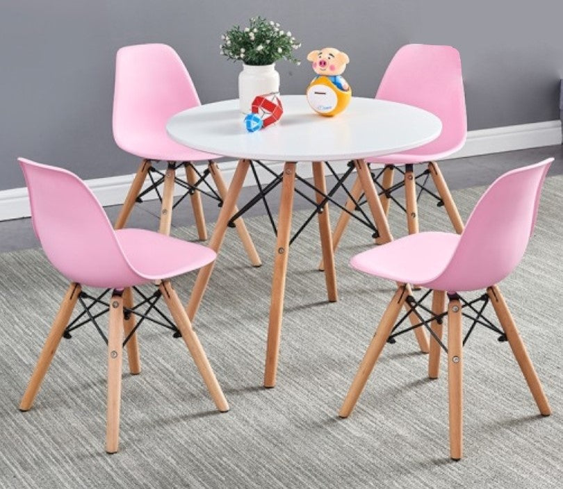 Chelle 5-Pc White & Pink Children Dining Set