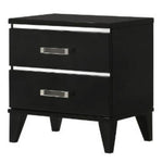 Chelsie Black Wood 2-Drawer Nightstand