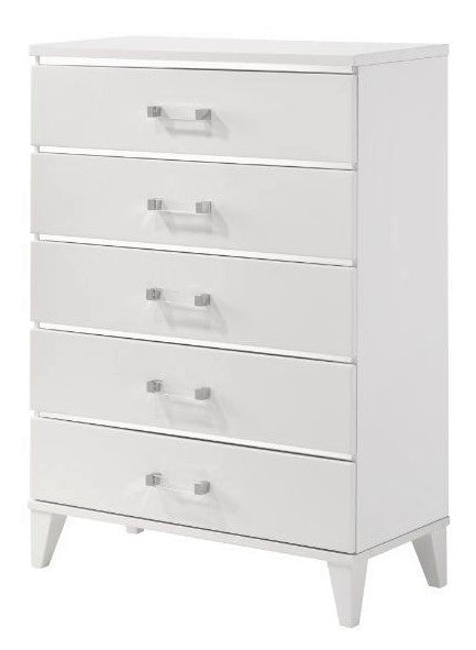 Chelsie White Wood 5-Drawer Chest