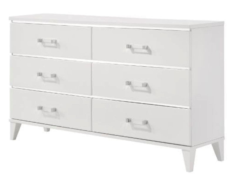 Chelsie White Wood 6-Drawer Dresser