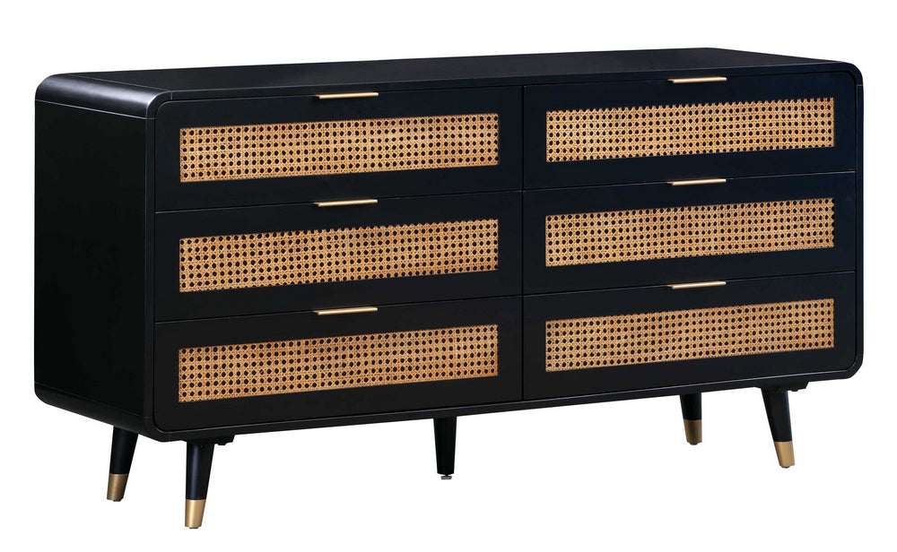 Christine Black Wood 6-Drawer Dresser