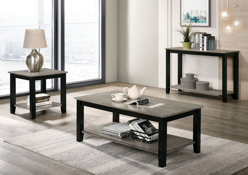 Ciana Gray/Black Wood Coffee Table with Shelf
