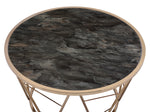 Cicatrix Black Faux Marble Print Glass/Champagne Coffee Table