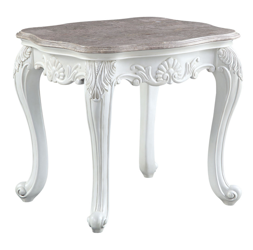 Ciddrenar White Marble/Resin End Table