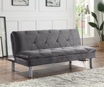 Cilliers Gray Velvet Tufted Adjustable Sofa Bed