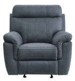 Clifton Blue Polished Microfiber Glider Manual Recliner