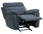 Clifton Blue Polished Microfiber Glider Manual Recliner