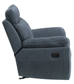 Clifton Blue Polished Microfiber Glider Manual Recliner