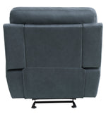 Clifton Blue Polished Microfiber Glider Manual Recliner