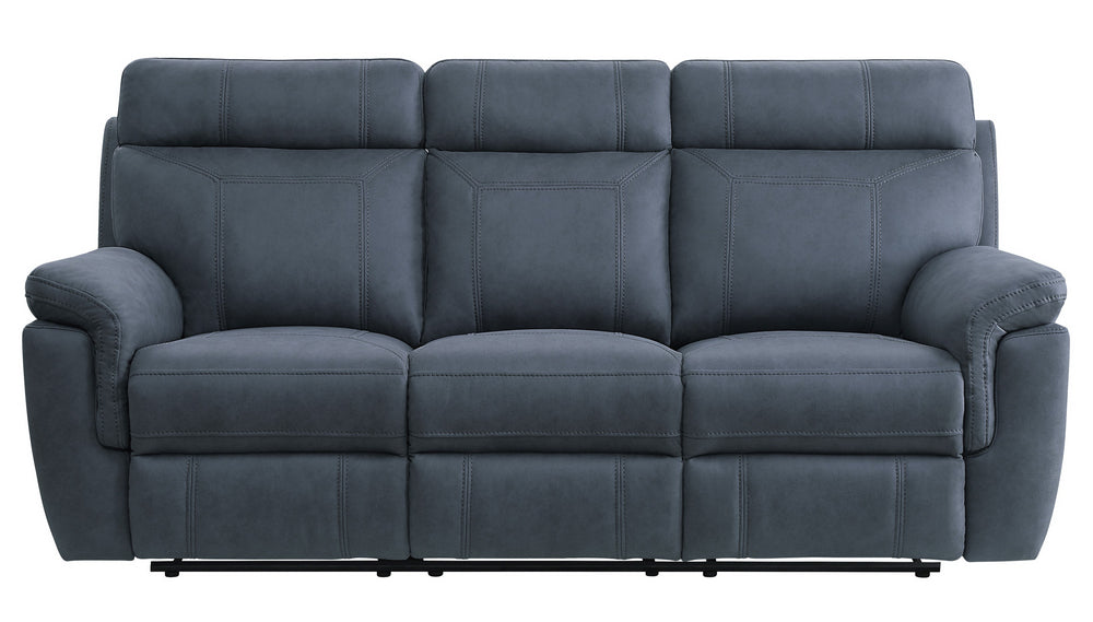 Clifton Blue Polished Microfiber Manual Recliner Sofa