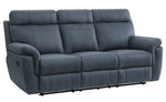 Clifton Blue Polished Microfiber Manual Recliner Sofa