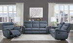 Clifton Blue Polished Microfiber Manual Recliner Sofa