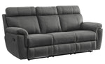 Clifton Gray Polished Microfiber Manual Recliner Sofa