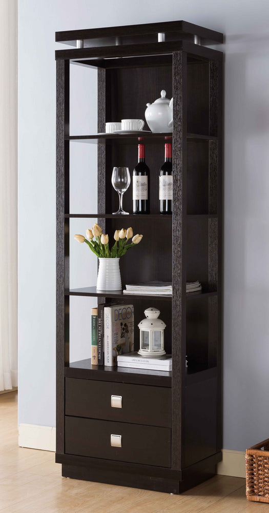 Clotilde Red Cocoa Wood 2-Drawer Bookcase