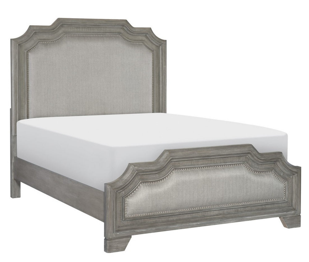 Colchester Driftwood Gray Wood/Gray Fabric Queen Bed