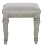 Colchester Driftwood Gray Wood/Gray Fabric Vanity Stool