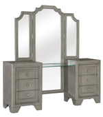 Colchester Driftwood Gray Wood Vanity Dresser w/ Mirror