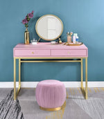 Coleen Pink Wood/Gold Metal Vanity Table with Mirror