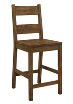 Coleman 2 Rustic Golden Brown Wood Counter Height Chairs
