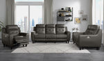 Conrad Grayish Brown Leather Power Recliner Sofa