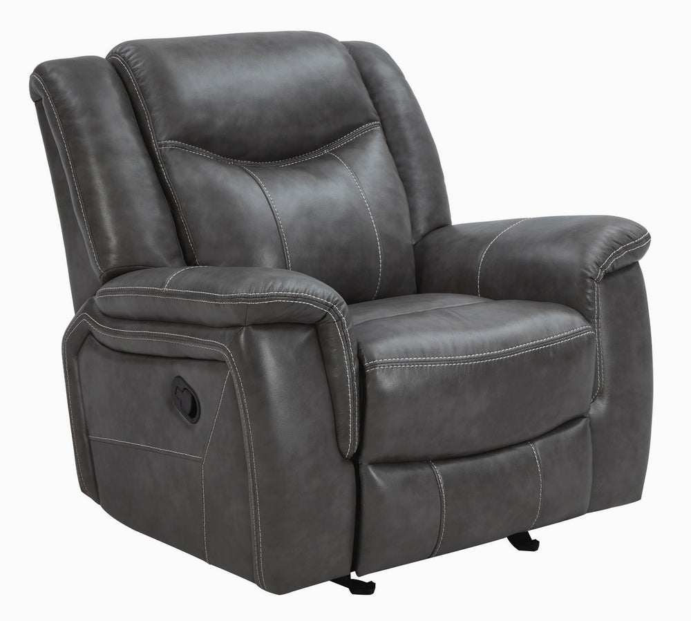 Conrad Grey Breathable Leatherette Manual Glider Recliner