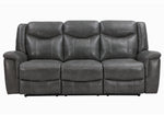 Conrad Grey Breathable Leatherette Manual Recliner Sofa