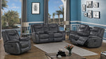 Conrad Grey Breathable Leatherette Manual Recliner Sofa