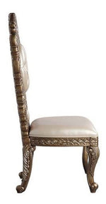 Constantine 2 Bone PU Leather/Brown Gold Wood Side Chairs