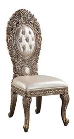 Constantine 2 Bone PU Leather/Brown Gold Wood Side Chairs