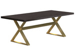 Conway Dark Walnut Wood/Aged Gold Metal Dining Table