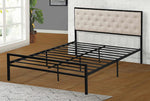 Cooper Beige Linen Fabric/Black Metal Full Platform Bed