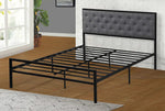 Cooper Gray Linen Fabric/Black Metal Full Platform Bed