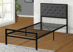 Cooper Gray Linen Fabric/Black Metal Twin Platform Bed